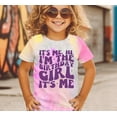 thumbnail image 5 of ALLTB Cute Birthday Girl Outfit for Kids Its Me Hi I'm the Birthday Girl Short Sleeve Shirt Letter Printed Princess Happy Party T-Shirt, Purple, 5 of 6