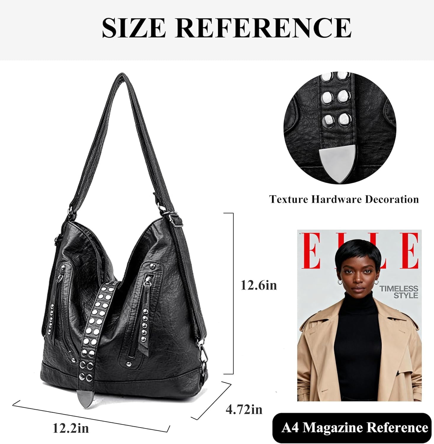 SPEKSEE 2-in-1 Convertible Backpack Shoulder Bag for Women Vintage Rivet Studded Tote Purse Casual Crossbody Bag