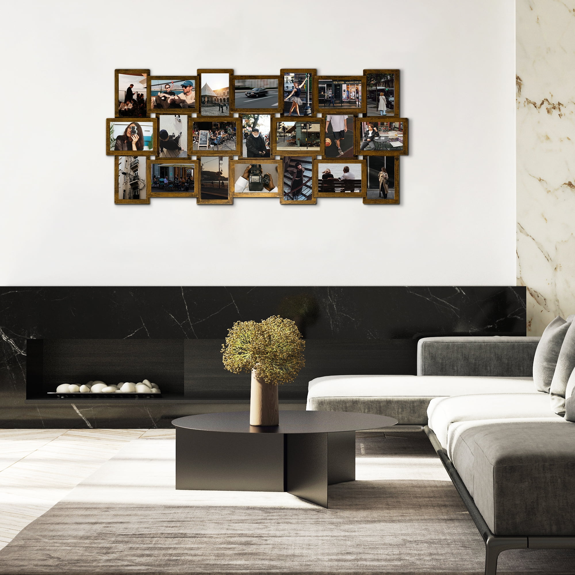 Classic 21 Openings Multiple Photo Frame Family Collage Picture Frames 6x4 Gold For Wall