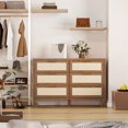 thumbnail image 2 of Farmhouse 6-Drawer Dresser with Burlap Panels, Vertical Storage Cabinet with Metal Handles, Wooden Chest for Bedroom, Living Room, and Entryway, Brown, 2 of 9