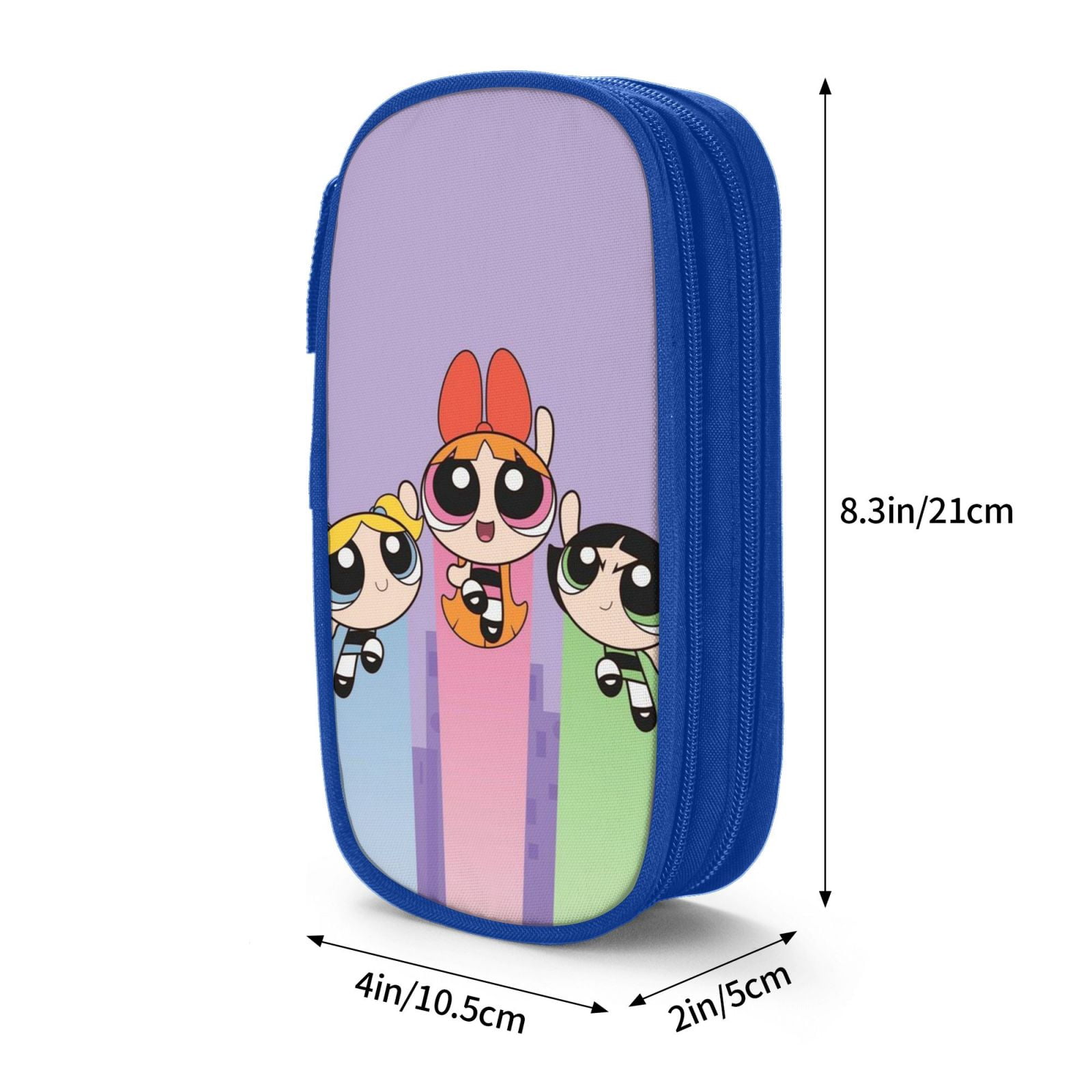 The Powerpuff Gi-rls Pencil Case Large Capacity Pencil Pouch Pen Bag Office Stationery Organizer Travel Makeup Bag Blue