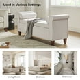 thumbnail image 3 of 54" Storage Bench Upholstered Armrest 2 Round Pillows Bed End Foot Stool Bedroom Entryway Living Room Ivory, 3 of 10