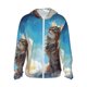thumbnail image 1 of Balery Blue Sky Winged Cat Sudadera ligera de manga larga con capucha y protección solar UPF 50+ para hombre y mujer, ideal para pesca y running-X-Large, 1 of 7