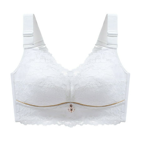 Bigersell Wireless Bras with Support and Lift Sale Balconette Bras for Women Soft Bra Style B2019 V-Neck Seamless Bras Hook and Eye Bra Closure Big Girls Size Padded Bras for Women White M