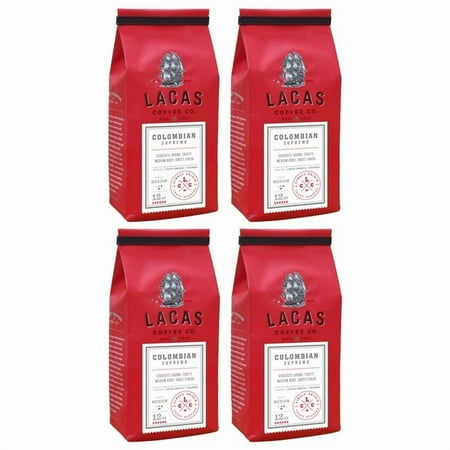 Lacas Colombian Supremo Medium Fine Ground Coffee, 12oz (4 bags)