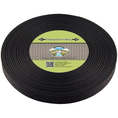 Lightweight Polypro Webbing - Country Brook Design® 1 Inch Black Heavy Polypropylene (Polypro) Webbing