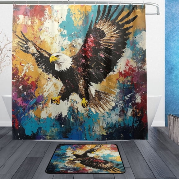 BZSMCE Shower Curtain and Bath Accessory Set,Eagles in Motio Pattern