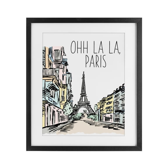 Stupell Industries Ohh La La Paris Black Framed Print Under Glass, design by Elizabeth Medley