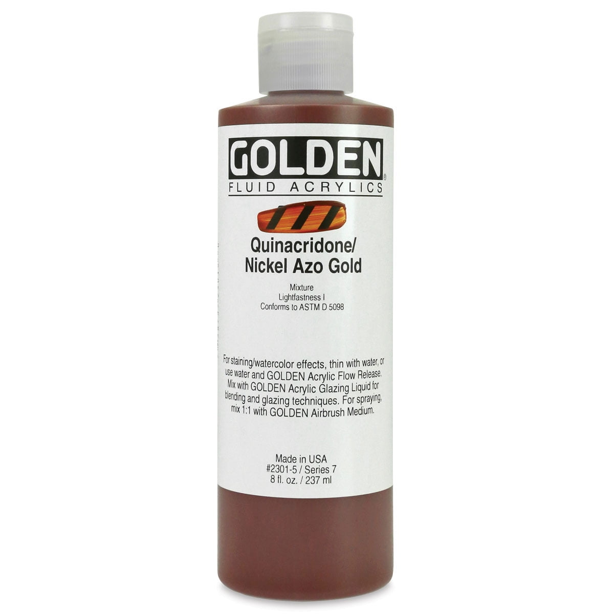 Golden Fluid Acrylics - Quinacridone Nickel Azo Gold - 8 oz Bottle
