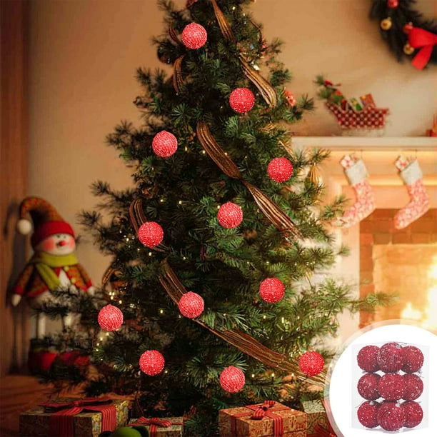 Adorno Navideño de Espuma | Paleta de Colores Macarrón: Rosa, Azul, Amarillo, Verde, Rojo y Plateado | Textura Suave y Flocada, Ligera y Duradera | Decoración para Árbol, Boda, Fiesta, Hogar, Etc.