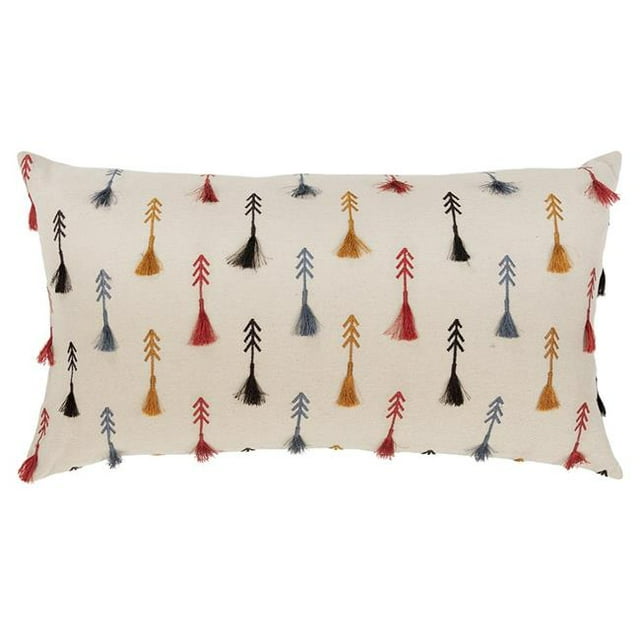 HomeRoots 403392 Earth Tone Feathered Arrows Lumbar Pillow, Rust