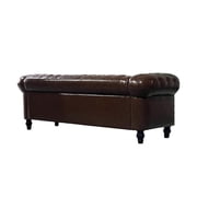 Chesterfield 3-Seater Faux Leather Button Tufted Sofa Couch with Rolled Arms Solid Wood Legs