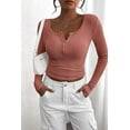 thumbnail image 4 of PRETTYGARDEN Women's 2026 Spring Fall Long Sleeve Henley T Shirts Button Ribbed Knit Slim Fit Casual Basic Tops Blouse, 4 of 9