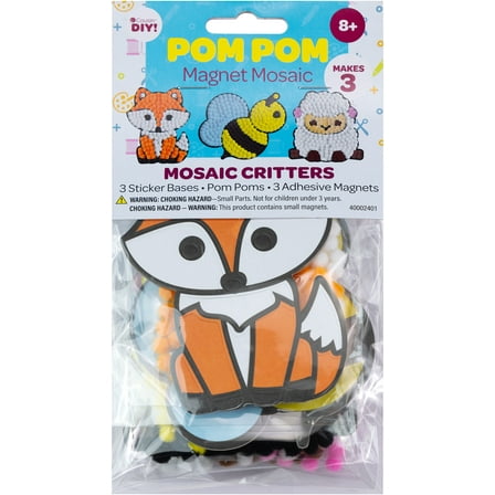 CousinDIY Pom-Pom Mosaic Kit 3/Pkg-Critters