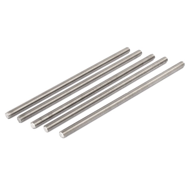 Varillas roscadas completamente de acero inoxidable 304 M8 x 200 mm tono plateado 5 piezas