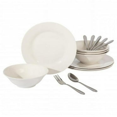 Gibson Everyday 135409.16 Yarbury Fine Ceramic Dinnerware Set, White - 16 Piece