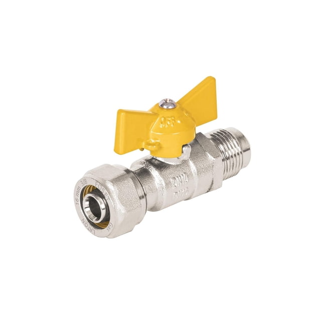 Válvula esfera para PE-AL-PE, 3/8'a flare 3/8', Foset plateado
