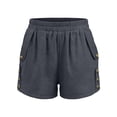 thumbnail image 4 of ClodeEU Women's Solid Color Elastic Waist Shorts with Pockets , Casual Summer Short Dark Gray,Women's Plus M, 4 of 5