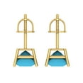 thumbnail image 4 of 4 Ct Princess Cut Studs Blue Turquoise 14K Yellow Solid Solid Gold Everyday Dainty Earrings Screw Back, 4 of 7