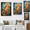 thumbnail image 4 of Designart "Symphony of Seahorses in Orange and Blue I" Animals Canvas Wall Art - Traditional Orange Seahorse Living Room Canvas Art, 4 of 6