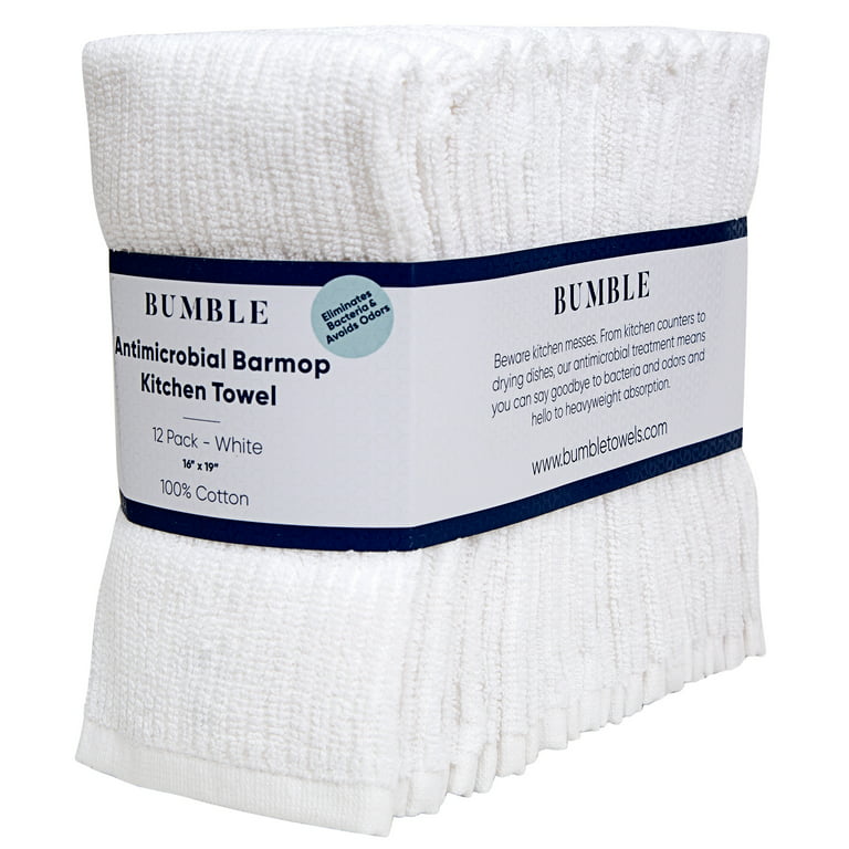 Bumble Towels 12 Pack Ribbed Barmop Towels (Clean)