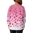 thumbnail image 3 of Valentine Day Scrubs for Women Button Down V Neck Quick Dry Uniforms Love Heart Print Short Sleeve Nursing Medical Scrubs with Pockets Purple Pink M, 3 of 5