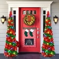 thumbnail image 4 of Árbol de Navidad Pinkswan de 5 pies con 50 luces LED de oropel rojo y verde, 4 of 6