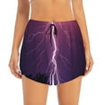 thumbnail image 2 of Vsdgher Thunderstorm Violet Purple Print Women's Running Double Layer Shorts High Waisted with Pockets Elastic Yoga Workout Athletic Gym Sports, 2 of 8