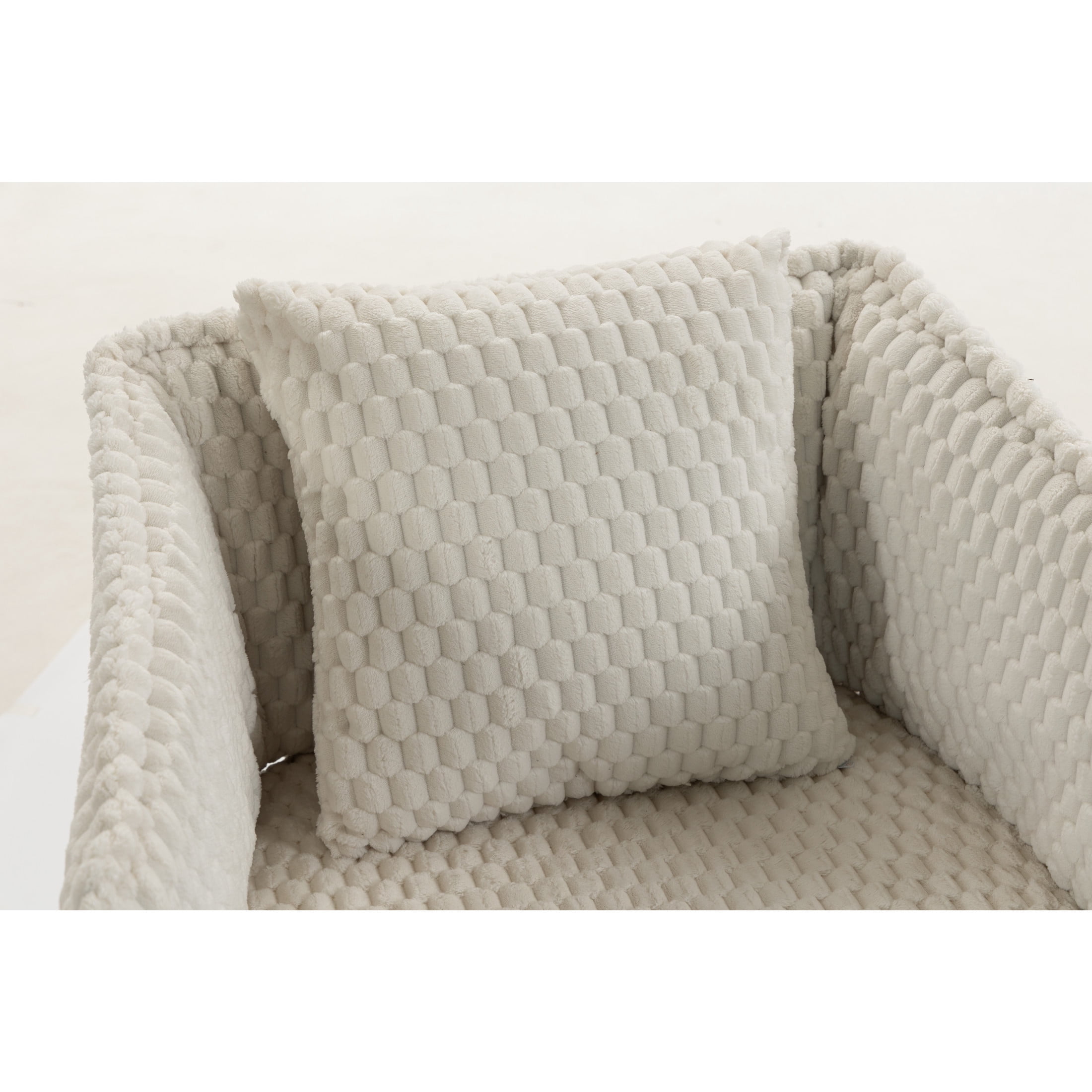 GDF Studio Derwin Mid-Century Modern 360° Swivel Accent Chair with Storage, Reading Armchair for Living Room, Antique White