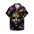 thumbnail image 2 of JURANMO 2025 Men Carnival Costume, Loose Fit Graphic Printed Button Up Bowling Shirts Dressy Lapel Tropical Shirt Big and Tall Holiday Beach Tops Multicolor 3XL Clearance On Halloween, 2 of 6