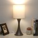 thumbnail image 1 of Lámpara de mesa con  táctil de 3 vías, lámpara de mesita de noche regulable con base de metal, moderna lámpara de mesita de noche elegante con pantalla gris, lámpara de mesa auxiliar simple, 1 of 10