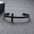 thumbnail image 4 of Bracelet Croisé Unisexe Noir en Acier Inoxydable Bracelet Décontracté Foi de Jésus, 4 of 5