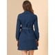 thumbnail image 5 of Vestido de mezclilla Allegra K para mujer cuello vuelto doble botonadura con cinturón Azul M, 5 of 6