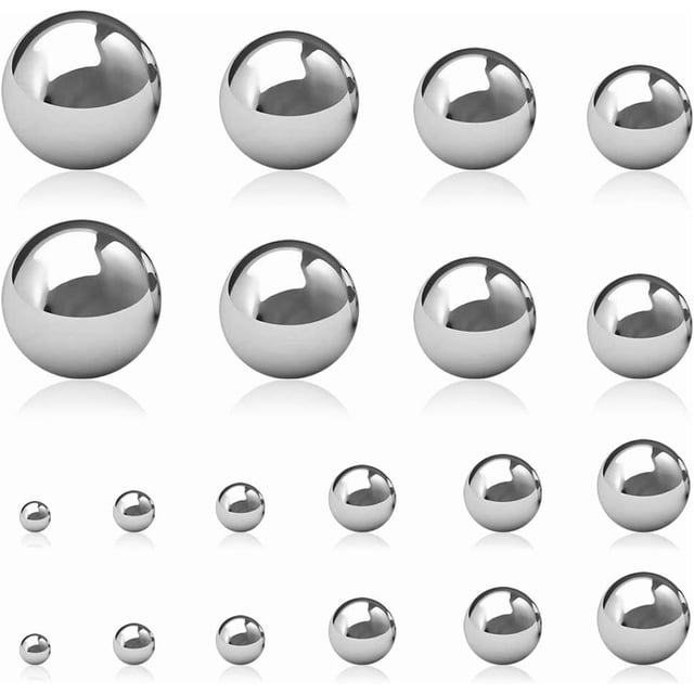 20 Piezas Bolas de Forja para Anillos de Monedas, Surtido de 10 Tamaños (3/4 pulgadas a 3mm), Acero Inoxidable 304, Ideal para Joyería y Herrería