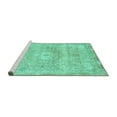 thumbnail image 2 of Ahgly Company Machine Washable Indoor Round Abstract Turquoise Blue Modern Area Rugs, 4' Round, 2 of 4