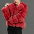 thumbnail image 2 of SEAOPEN Womens Faux Fur Coat Fleece Cropped Jacket Long Sleeve Fur Coats Warm Winter Jackets 2024 Today Sales Red,M, 2 of 5