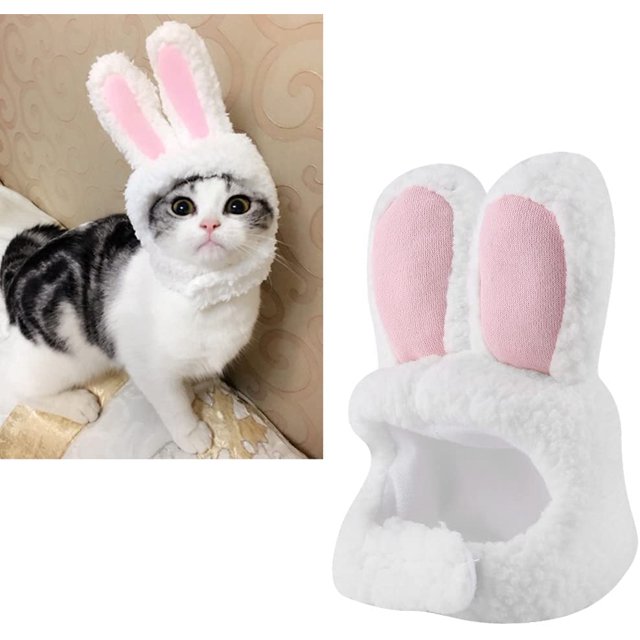 Gorro con Orejas de conejo para mascotas, ropa para la cabeza con Orejas de conejo para perros y gatos, tocado para mascotas de felpa con forma de orejas de conejo para disfraz de Festival, JFHHH pequeña