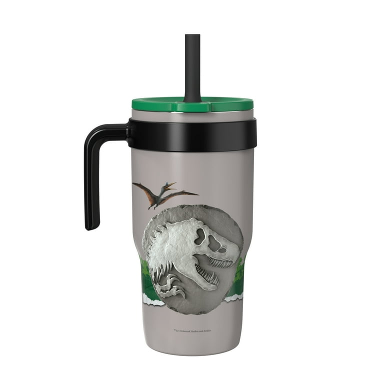 Zak Designs 18oz Jurassic Park Kids Straw Handle Gray Tumbler