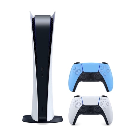 Sony Playstation 5 Digital Version (Sony PS5 Digital) with Extra Starlight Blue Controller Bundle