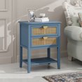thumbnail image 2 of American Style Accent Storage Cabinet, Rattan BedSide Table End Side Nightstand with 2 Drawers Storage Shelf for Living Room, Bedroom, Reading Room(Blue), 2 of 9