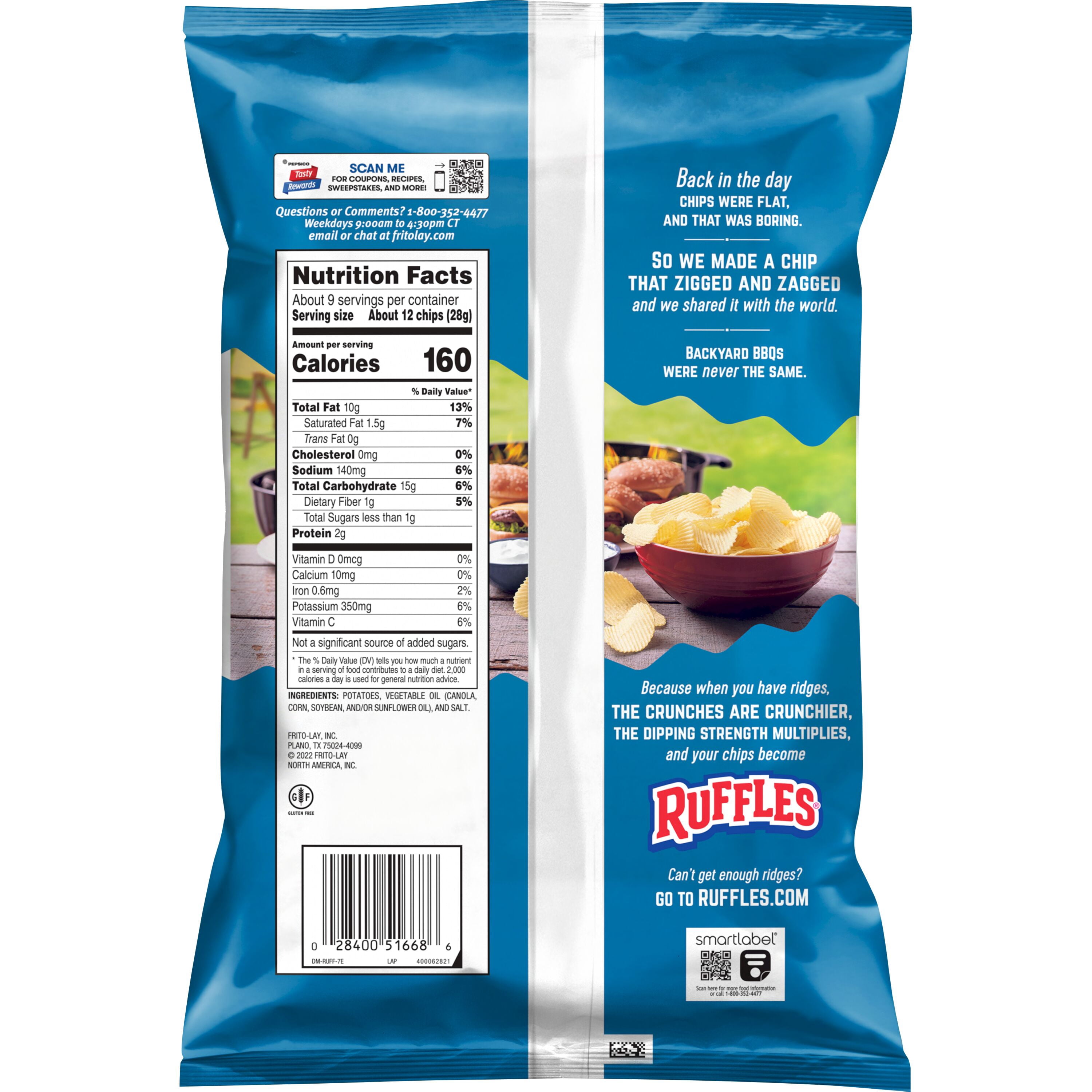 Ruffles Potato Chips Original Snack Chips, 8.5 Ounce Bag