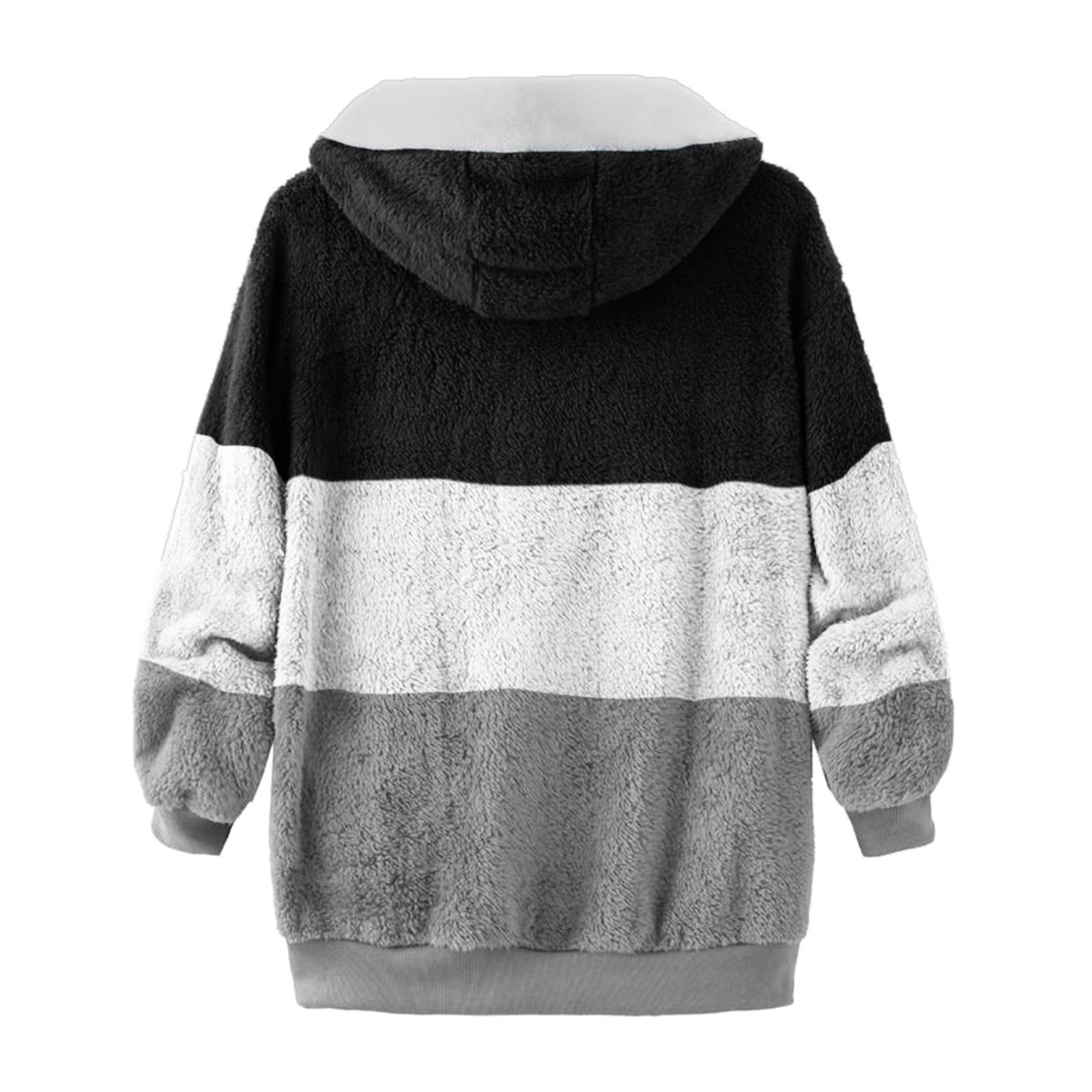 MeetoTime Plus Size Hoodies for Women Fleece Fuzzy Winter Hooded Full Zip Up Color Block Casual Outerwear with Pockets