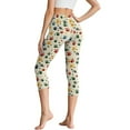 thumbnail image 2 of SCRAWLGOD Paws Spot Heart Beige Women's Capri Yoga Pants with Pockets High Waisted Legging, Casual Breathable Yoga Leggings with Tummy Control for Workout Running Gym, XS, 2 of 7