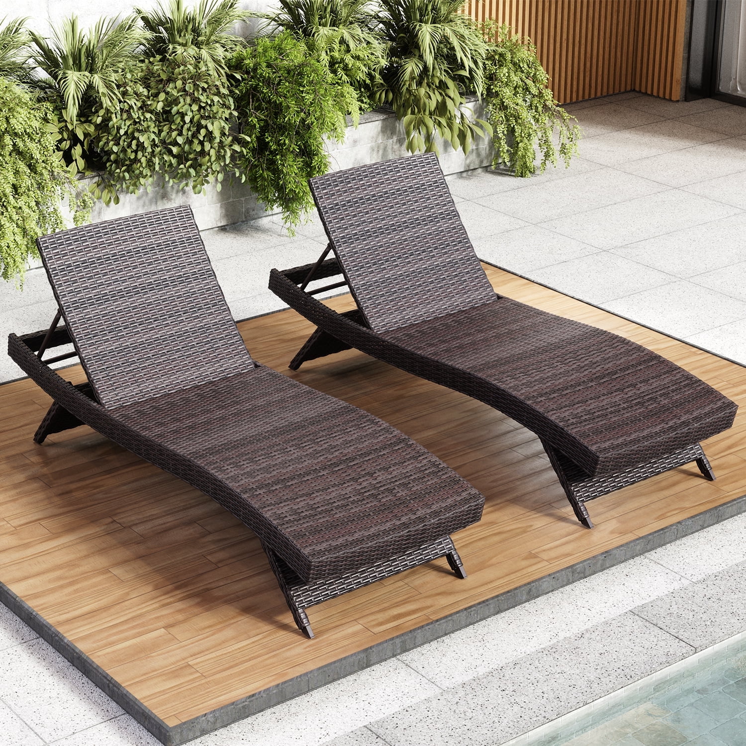 Dycanpo Lounge Chair Outdoor, Resin Chaise Lounge with Wheels