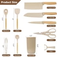 thumbnail image 2 of Kitchen Knife Set, Knife Sets with Block and 4 PCS Kitchen Utensils Set, 10-in-1 Cooking Utensils Set with Knife Set and Utensils Holder, Silicone Spatula Set for Kitchen (Khaki), 2 of 3