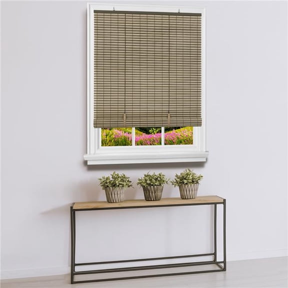 48 x 72 in. Cordless Veranda Vinyl Roll-Up Blind, Cocoa & Almond