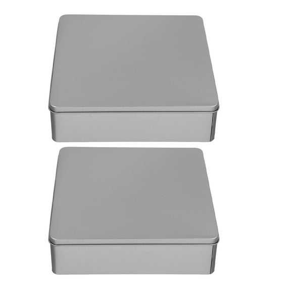 Topbathy 2Pcs Large Silver Cookie Tins with Lid Airtight Metal Storage Boxes