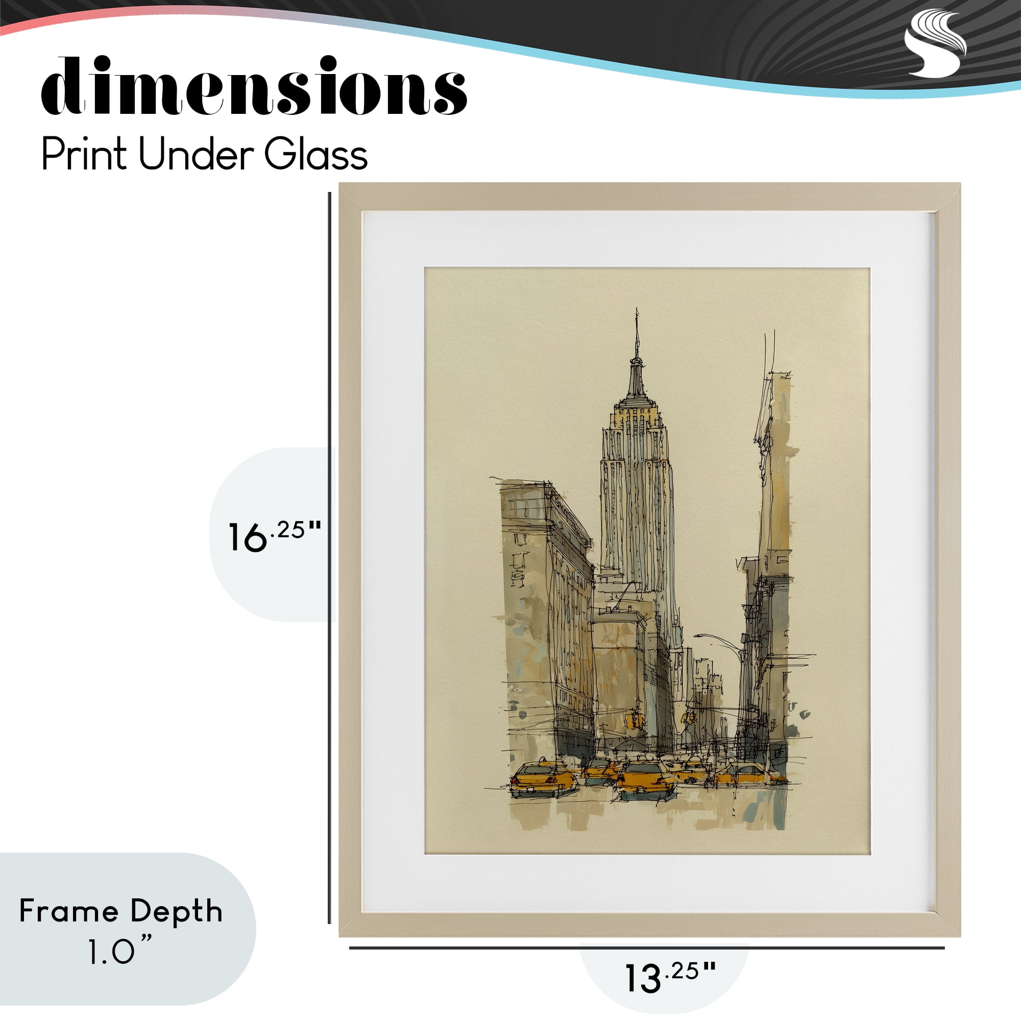 Stupell Industries NY City Lines Contour Birch Framed Print Under Glass, design by Svetlana Aleynikova