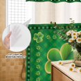 thumbnail image 2 of No Hook Shower Curtain with Built-in Rings - St. Patrick's Day Washable Waterproof Fabric Bathroom Curtains for Hotel,Rentals, Stall 54 X 78 Inch , Green Plaid Clo-ver Pattern, 2 of 9