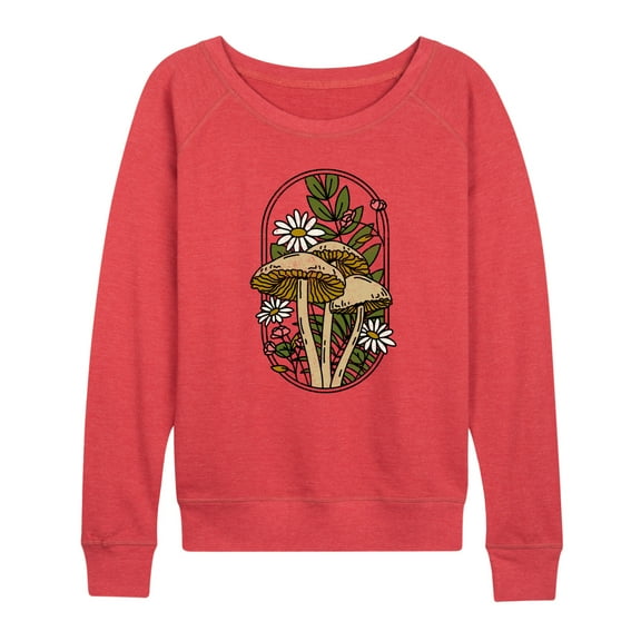Instant Message - Mushrooms And Flowers - Women's Lightweight French Terry Pullover